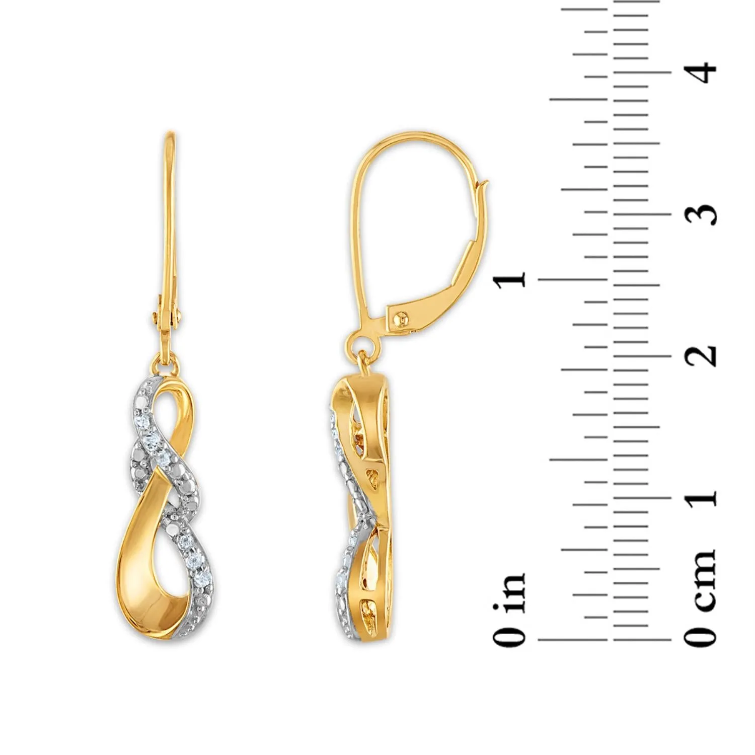 1/4 CTW Diamond Infinity Earring Pendant Set 18-inch Pendant in Yellow Gold Plated Sterling Silver