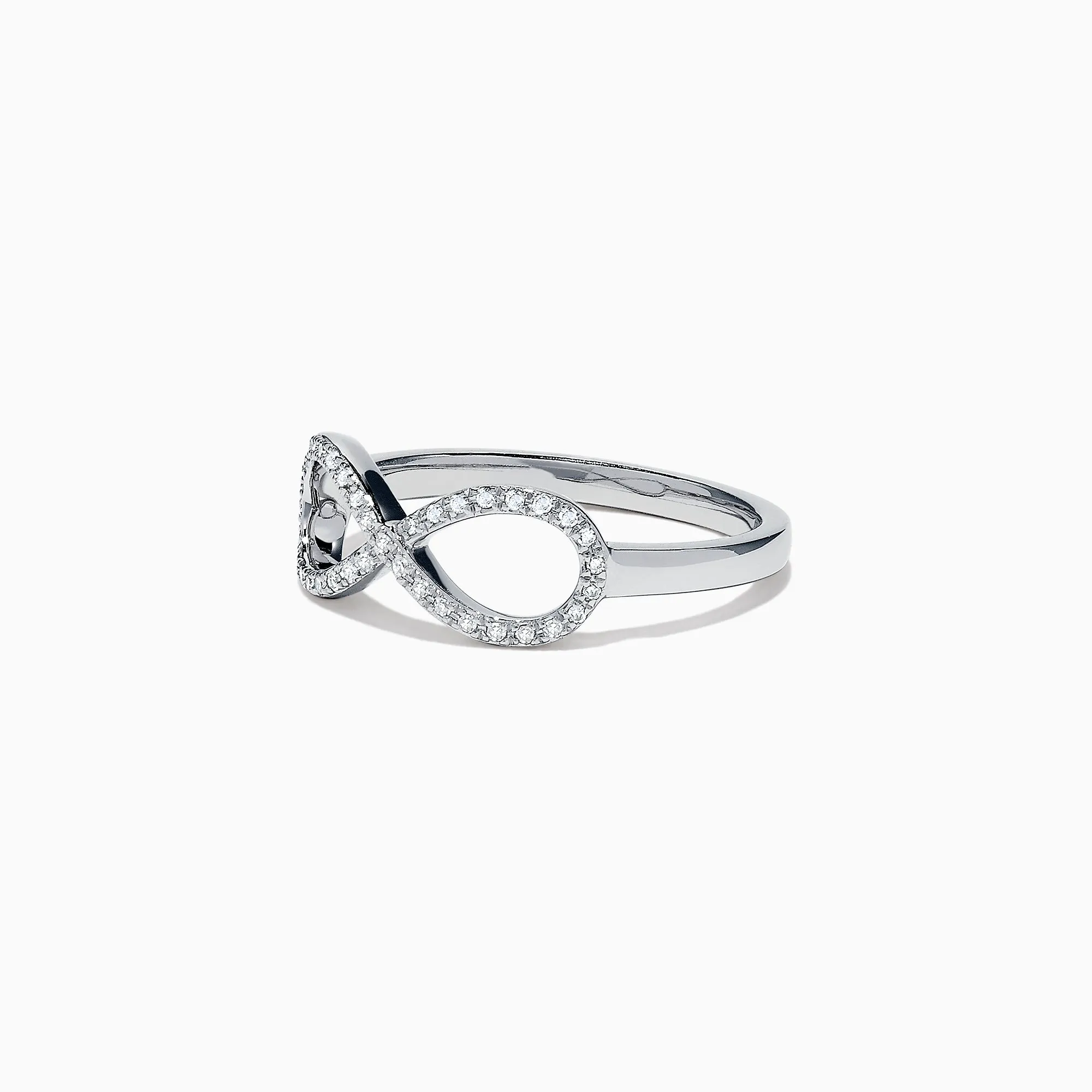 14K White Gold Diamond Infinity Pinky Ring, 0.13 TCW