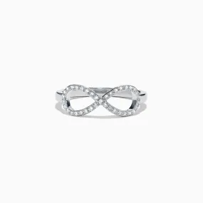 14K White Gold Diamond Infinity Pinky Ring, 0.13 TCW