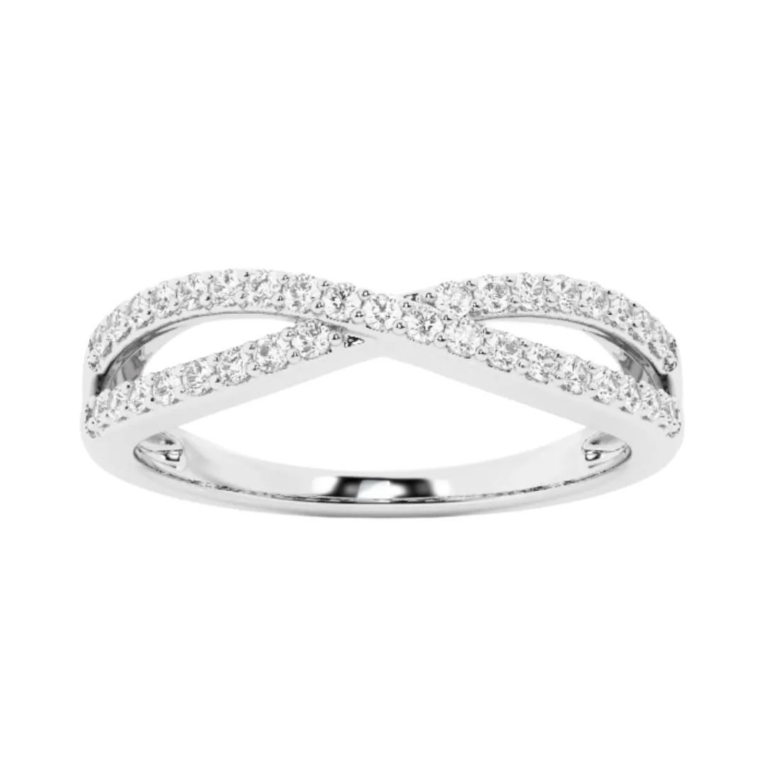 14K White Gold Infinity Style Diamond Band