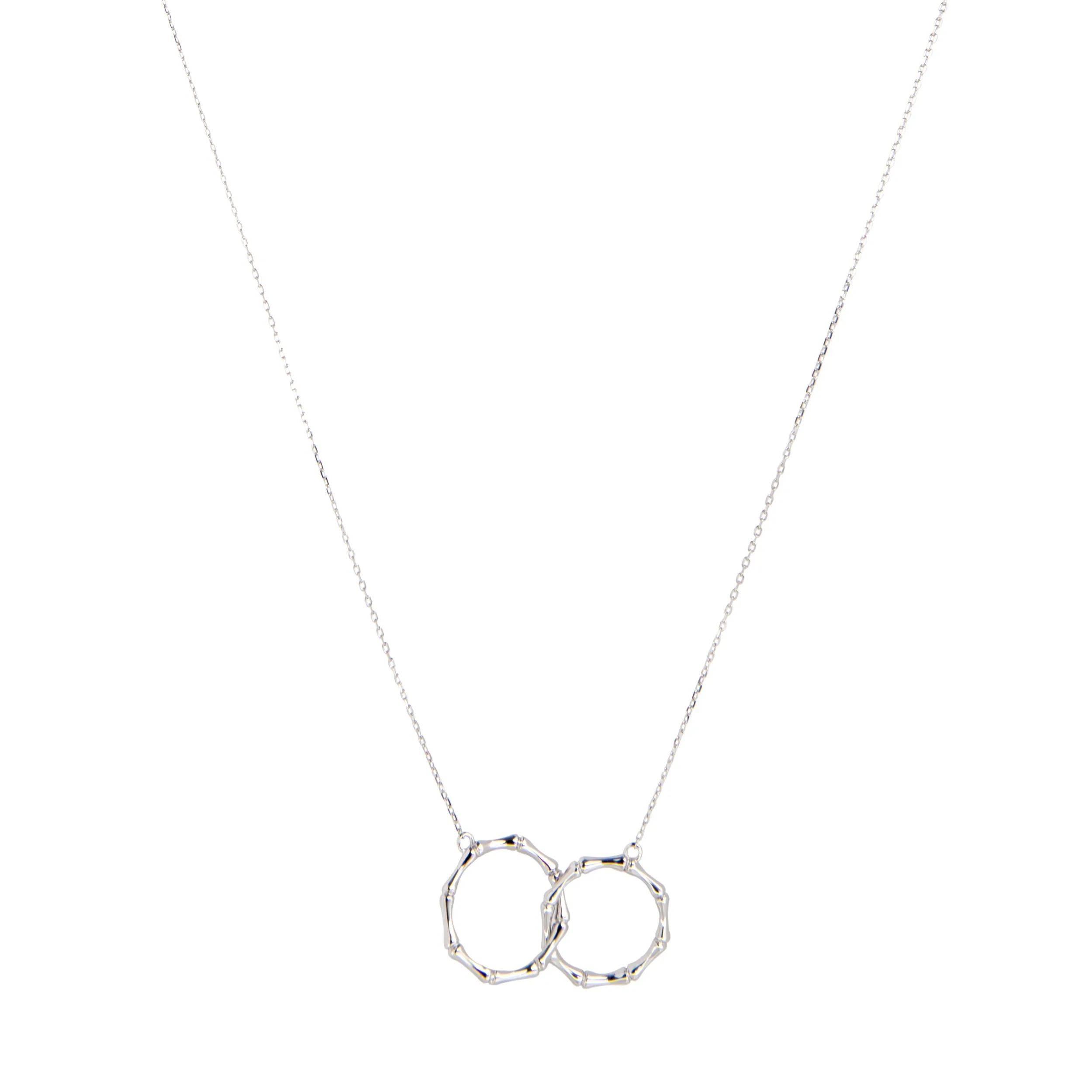 14K White Gold Intertwined Infinity Bamboo Hoop Infinity Necklace