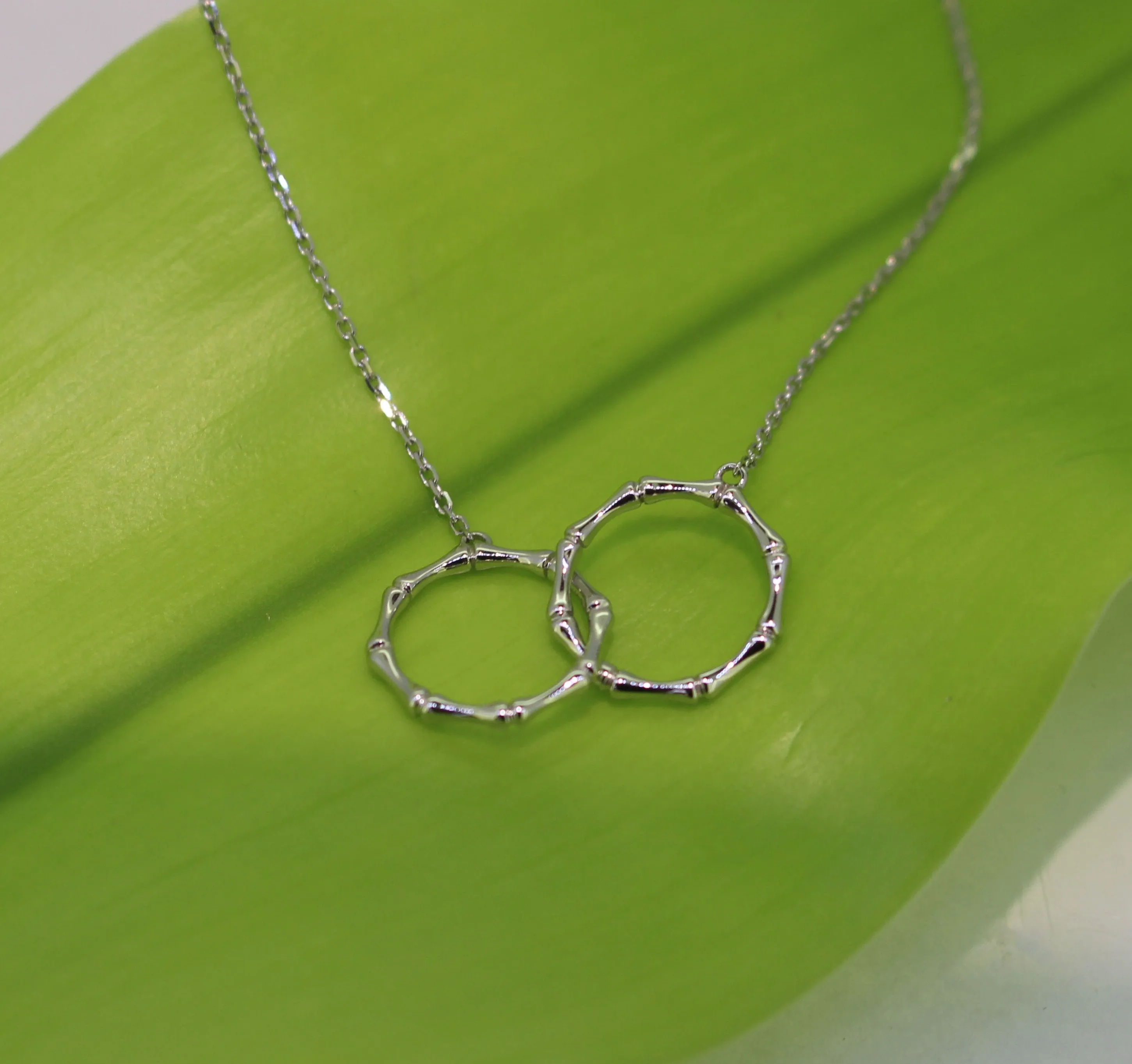 14K White Gold Intertwined Infinity Bamboo Hoop Infinity Necklace