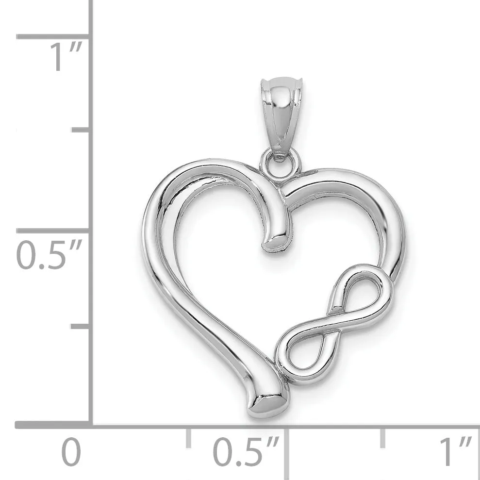 14k White Gold Polished Small Infinity Heart Pendant