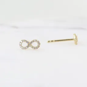 14k Yellow Gold Mini Infinity Diamond Post Earring