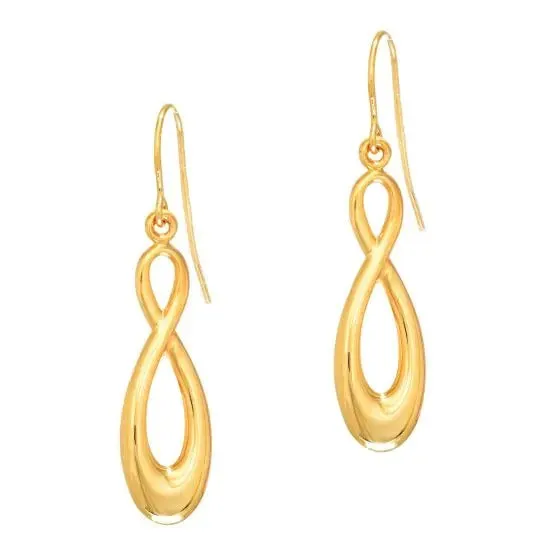 14K Yellow Gold Polished Infinity Drop Earring