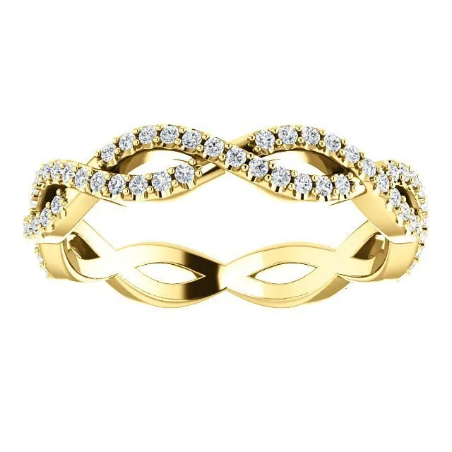 14KT Gold 1/2 CTW Diamond Infinity Twist Eternity Band