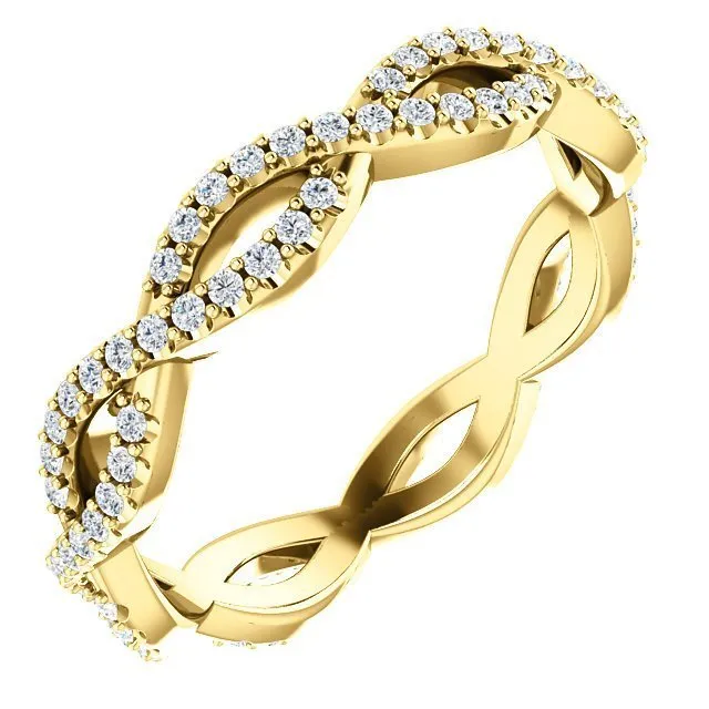 14KT Gold 1/2 CTW Diamond Infinity Twist Eternity Band