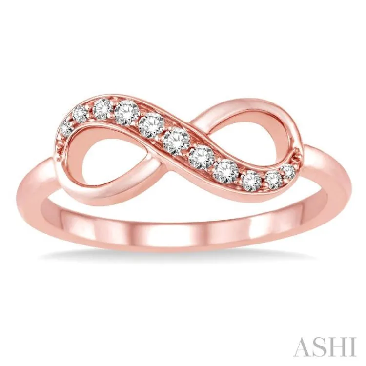 1/6 Ctw Round Cut Diamond Infinity Ring in 14K Rose Gold