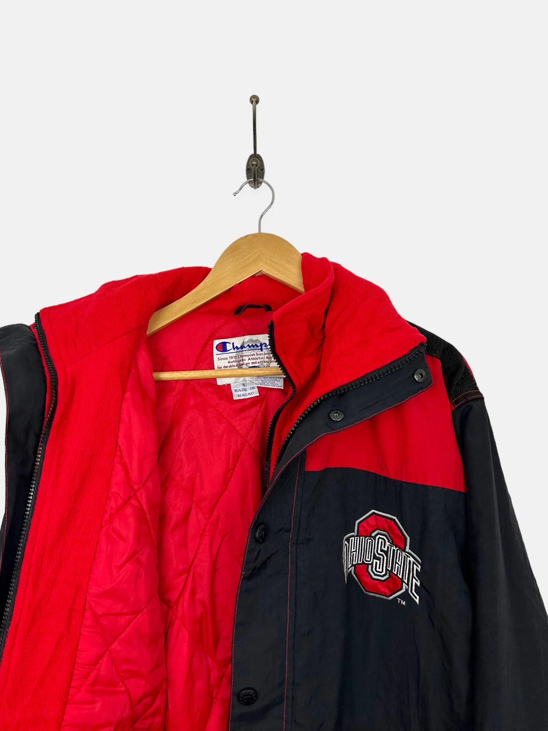 90's Champion Ohio State Embroidered Vintage Puffer Jacket Size S-M