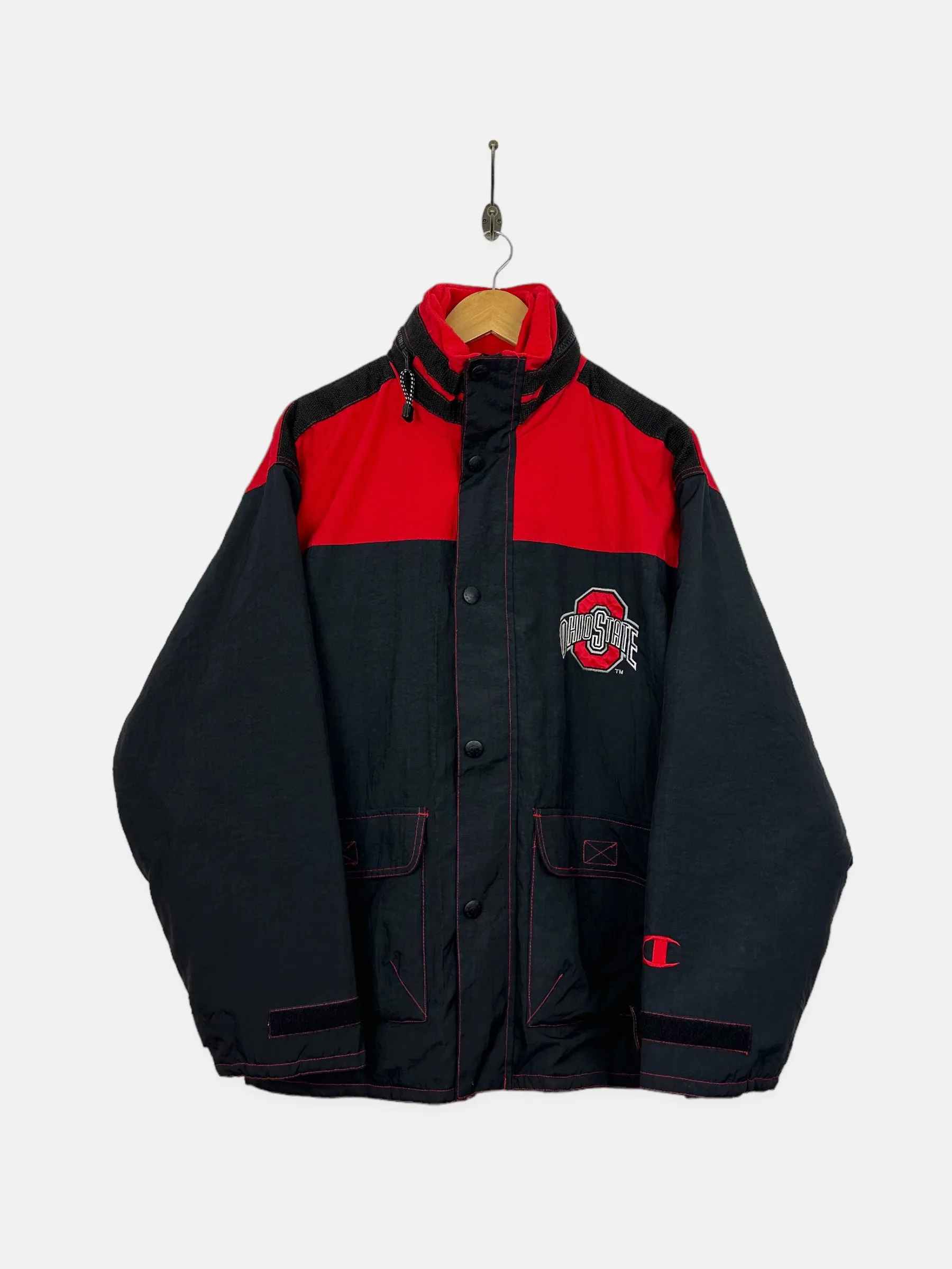 90's Champion Ohio State Embroidered Vintage Puffer Jacket Size S-M