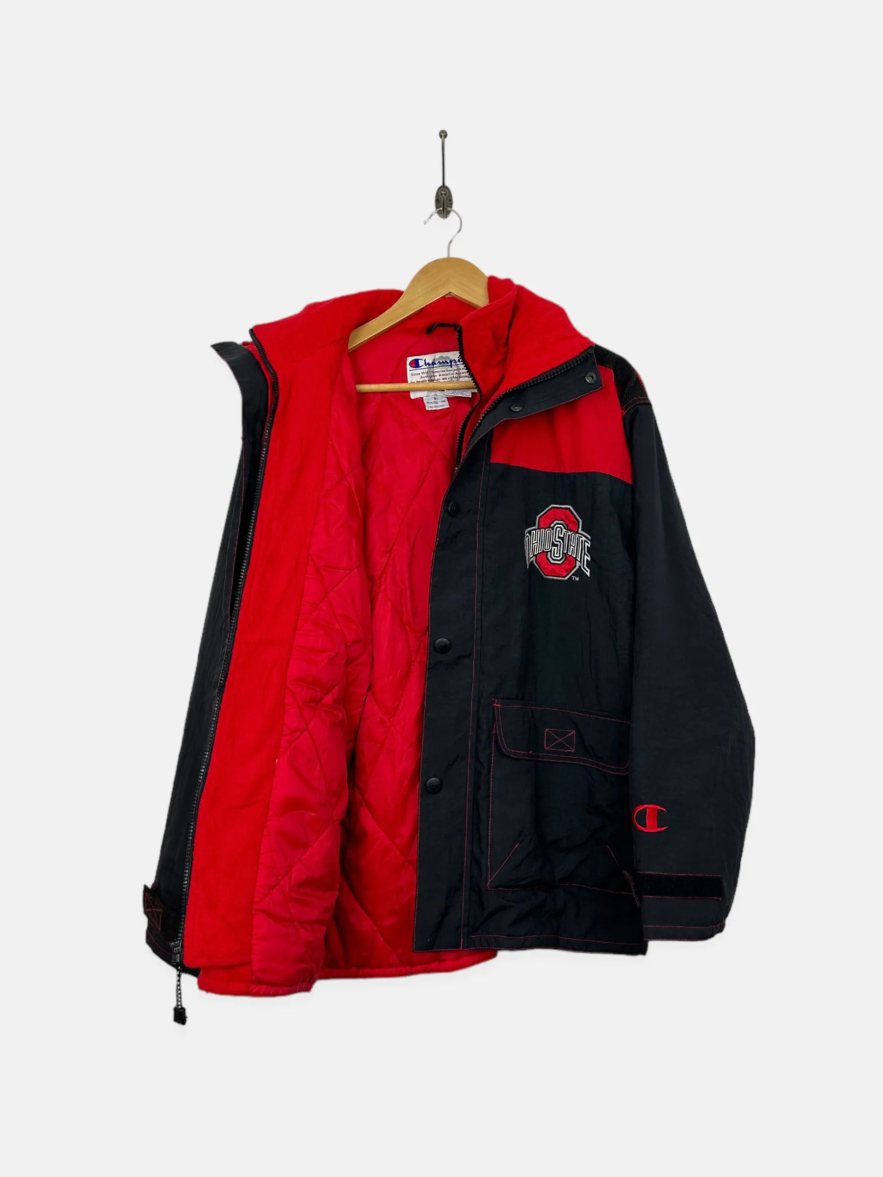 90's Champion Ohio State Embroidered Vintage Puffer Jacket Size S-M