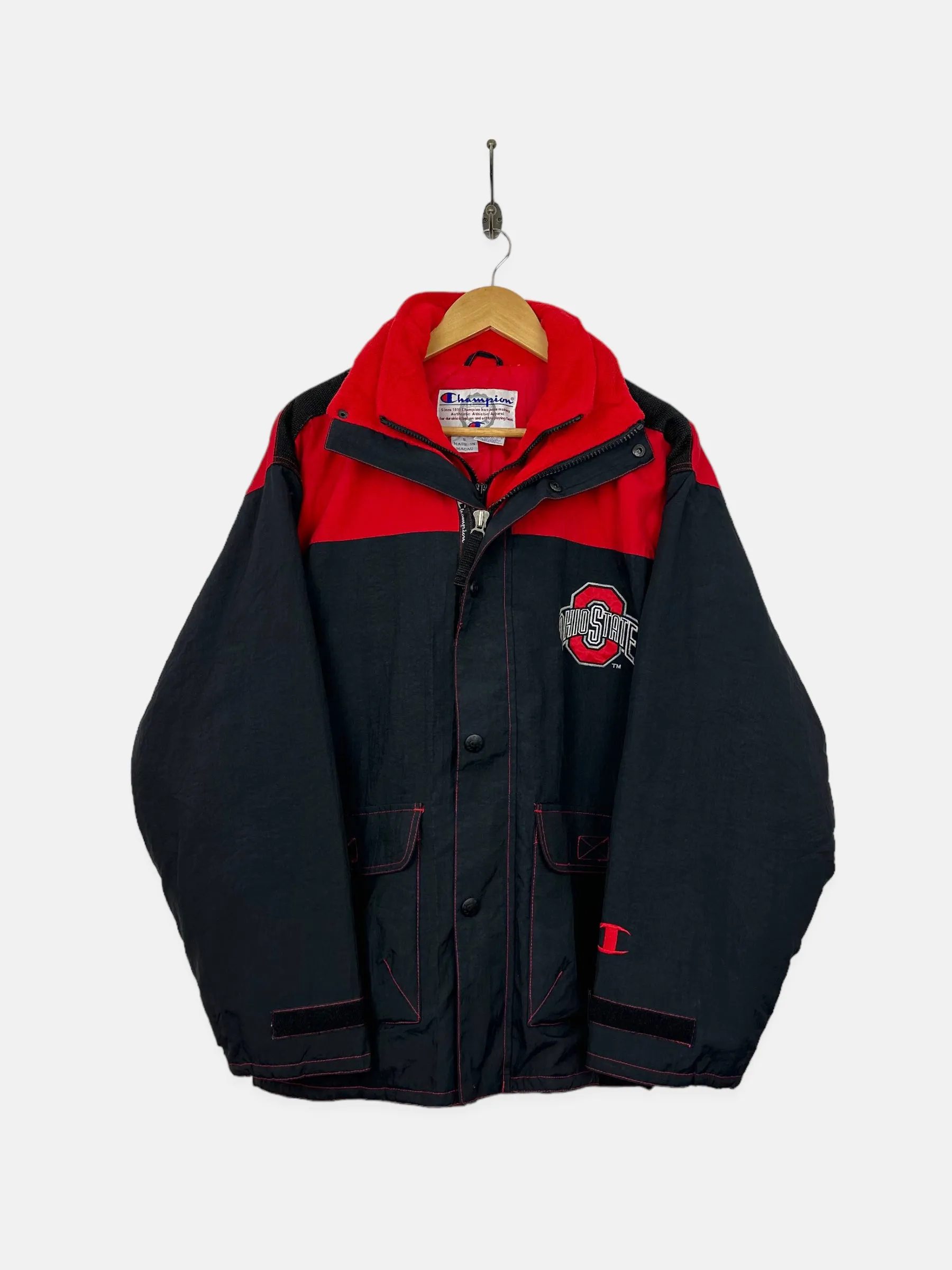 90's Champion Ohio State Embroidered Vintage Puffer Jacket Size S-M