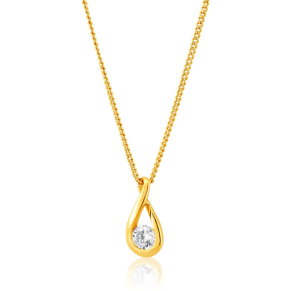 9ct Infinity Pendant with Cubic Zirconia in Yellow Gold