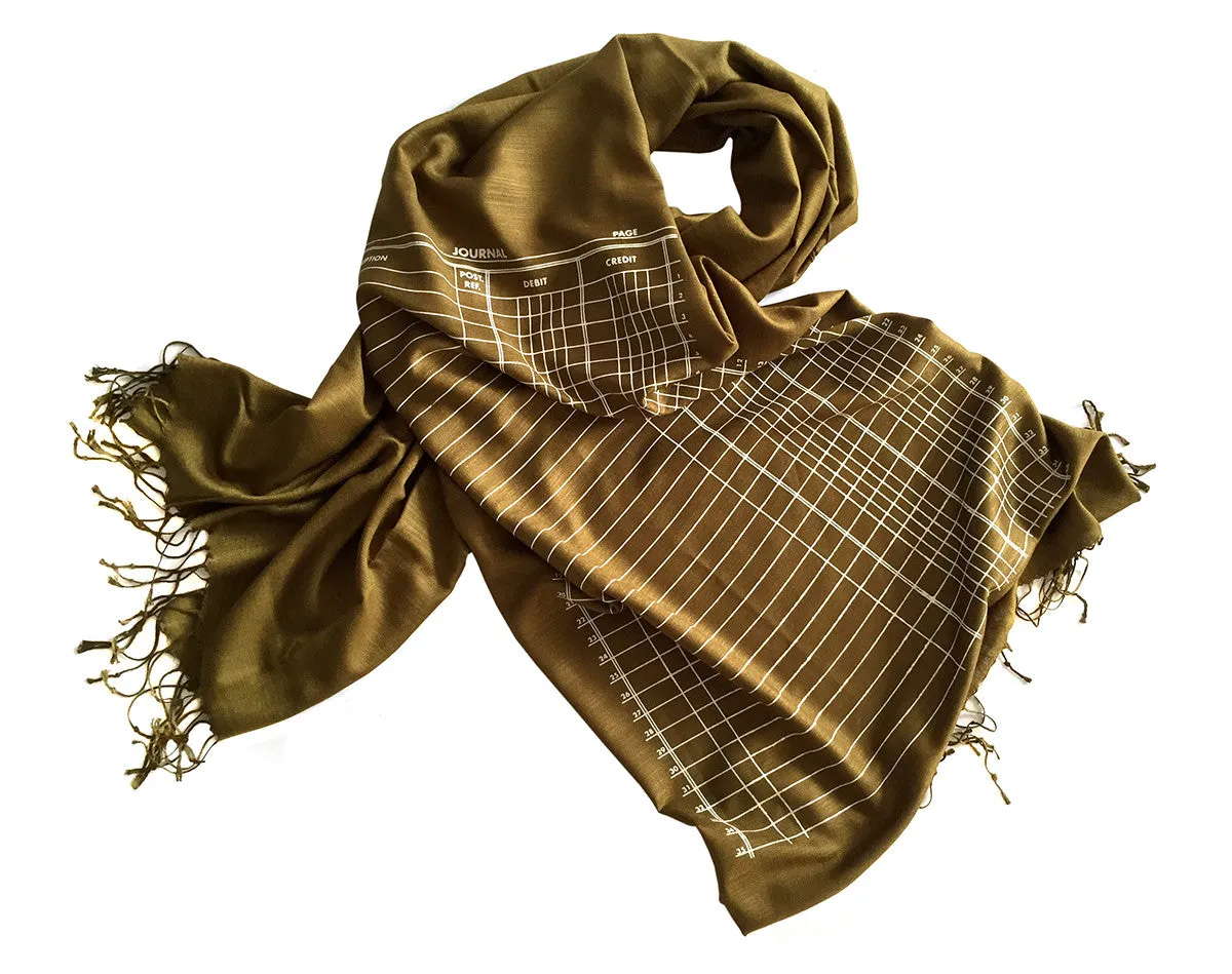 Accountant Scarf. Ledger Paper linen weave pashmina