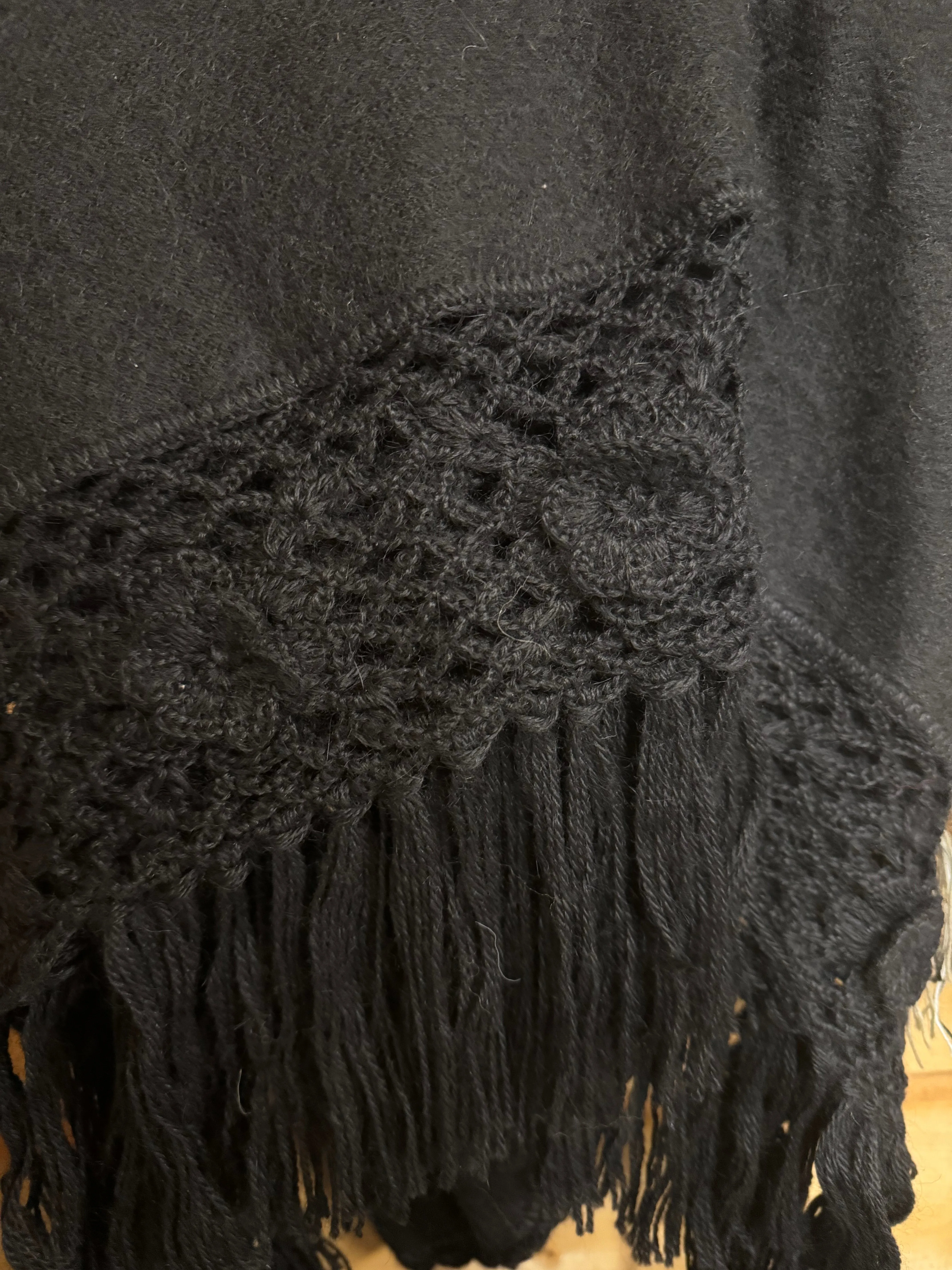 Alpaca Triangle Shawl - Roses - Ivory or Black (Choose Color)