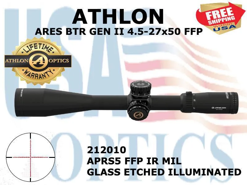 ATHLON, 212010, ARES BTR GEN2 4.5-27x50 FFP APRS5 IR MIL