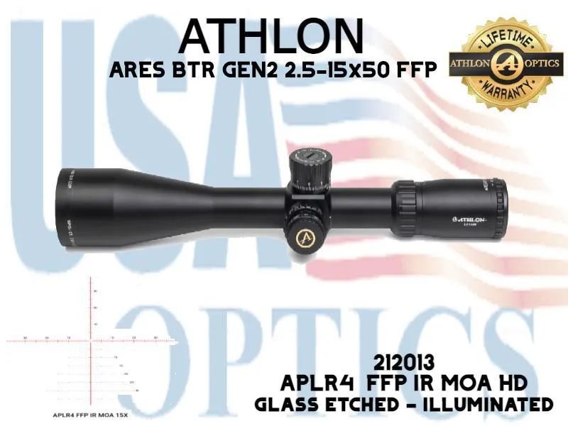 ATHLON, 212013, ARES BTR GEN2 2.5-15x50 APLR4 FFP IR MOA HD