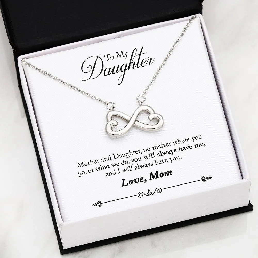 Beautiful Heart Infinity Necklace With Mom To Daughter Remember Always Message Card