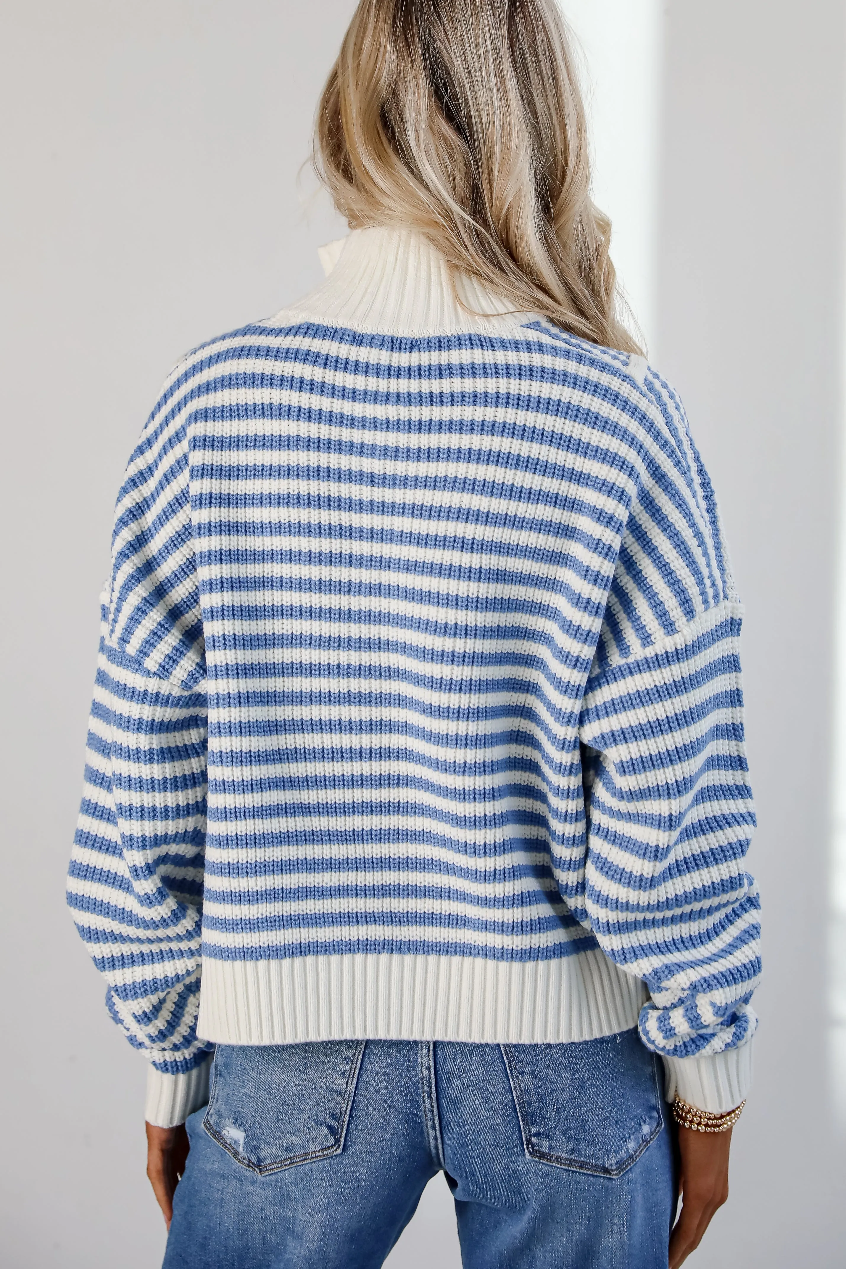 Beloved Presence Striped Quarter Zip Sweater