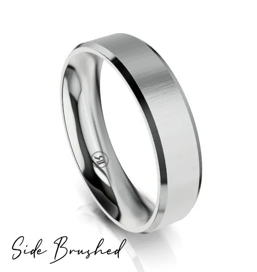 Bevelled Edge Comfort Fit Wedding Ring (AS) - White Gold