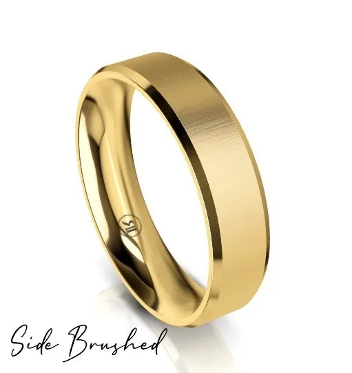 Bevelled Edge Comfort Fit Wedding Ring (AS) - Yellow Gold