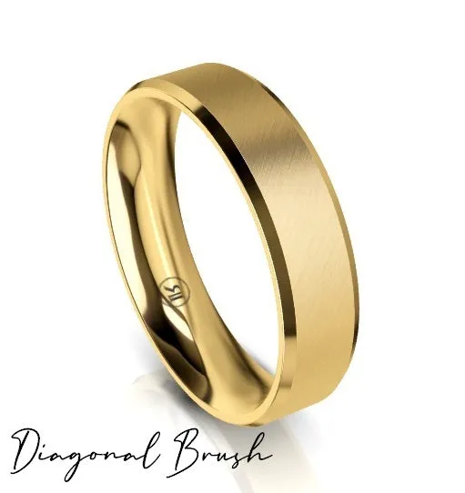 Bevelled Edge Comfort Fit Wedding Ring (AS) - Yellow Gold