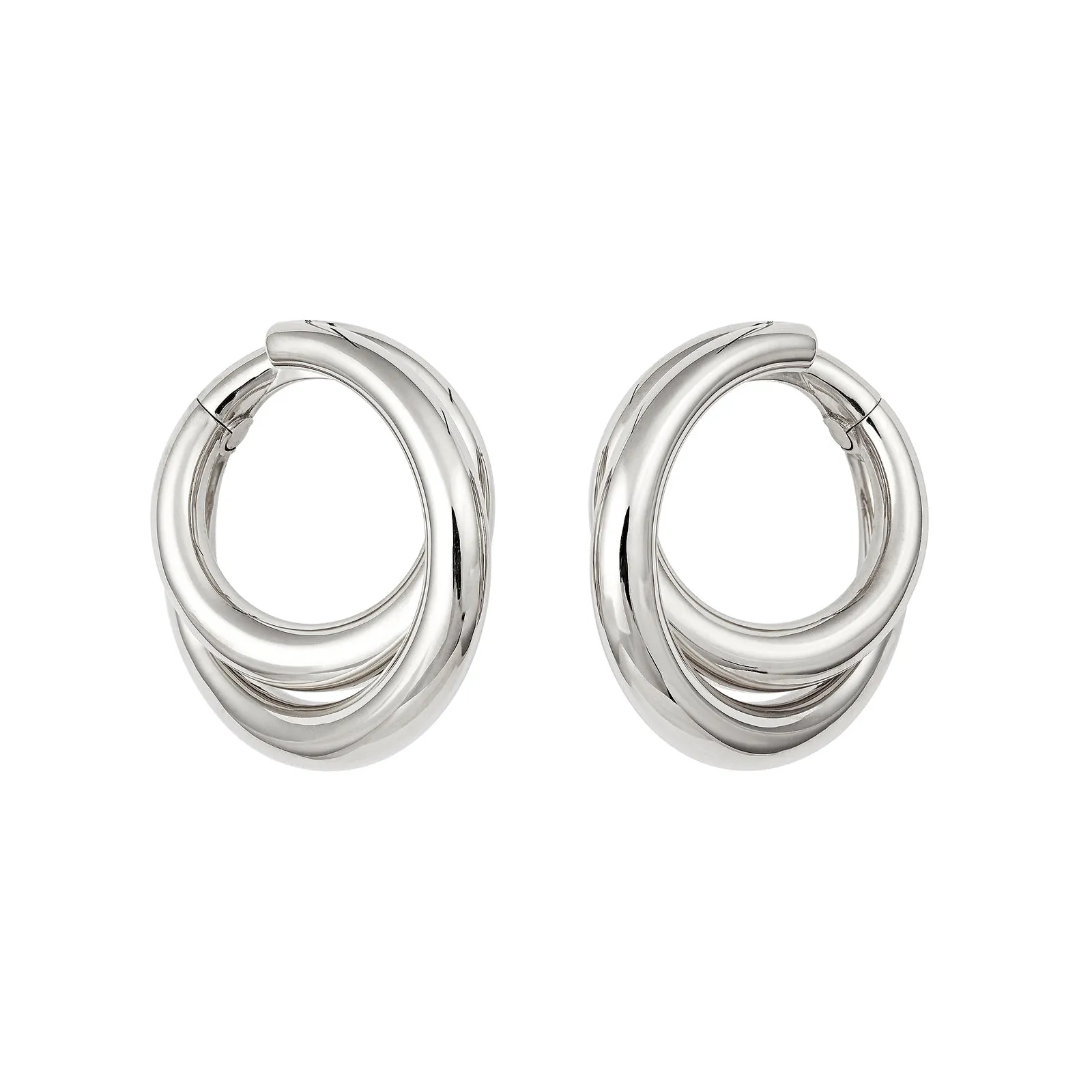 Big Infinity Loop Earrings - White Gold