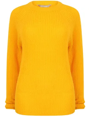 Bilberry Crew Neck Fisherman Knit Jumper In Golden Rod - Tokyo Laundry