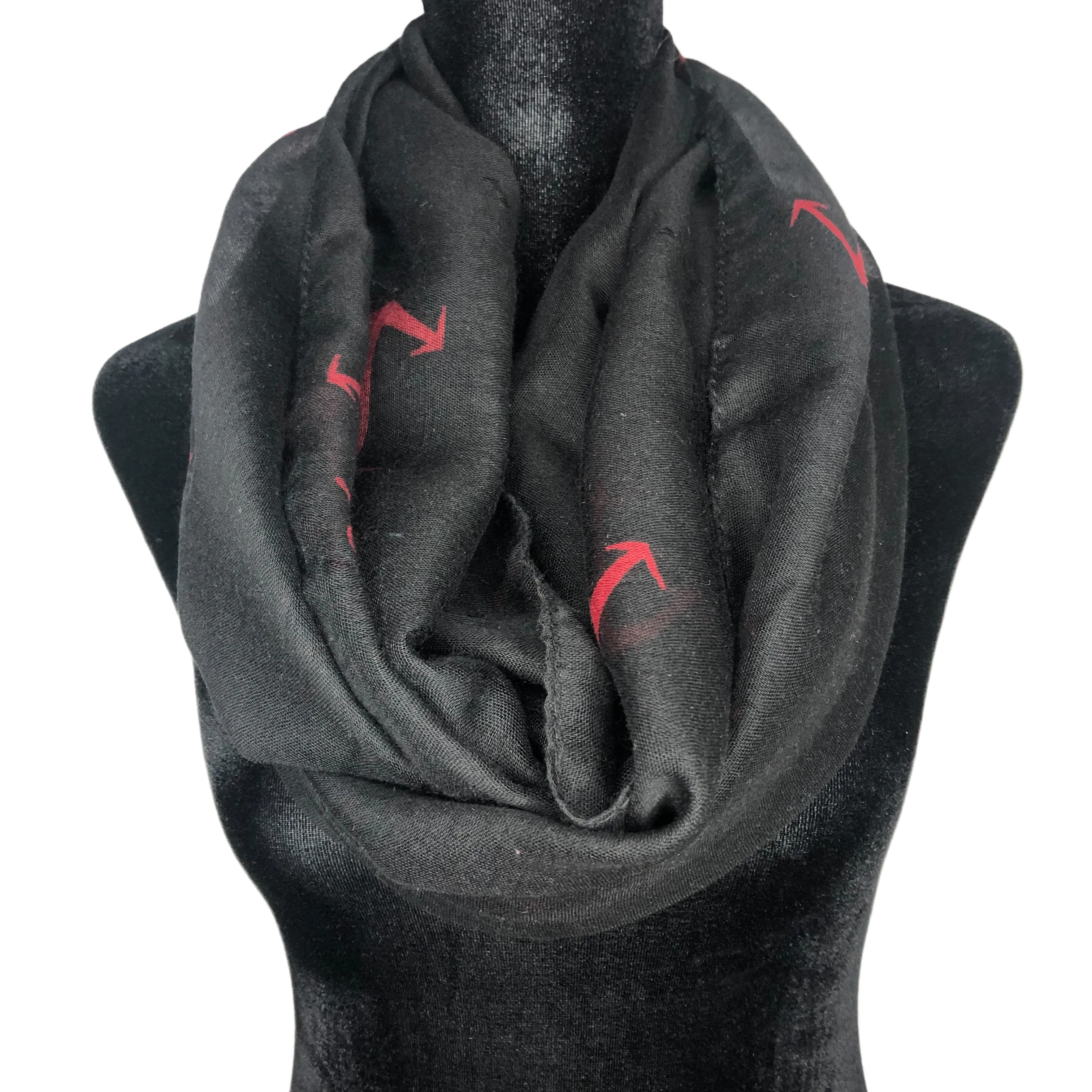 Black and Red Anchor Infinity Scarf