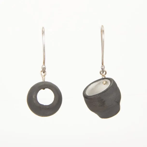 Black and White Porcelain Cup Earrings