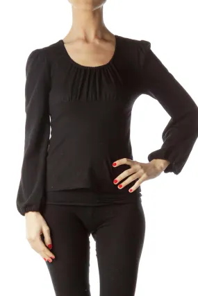 Black Long-Sleeve Knit Top