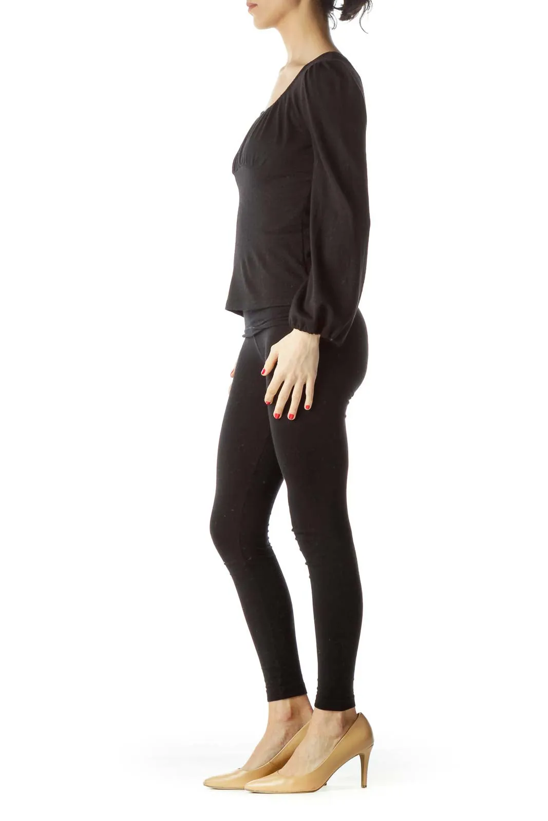 Black Long-Sleeve Knit Top