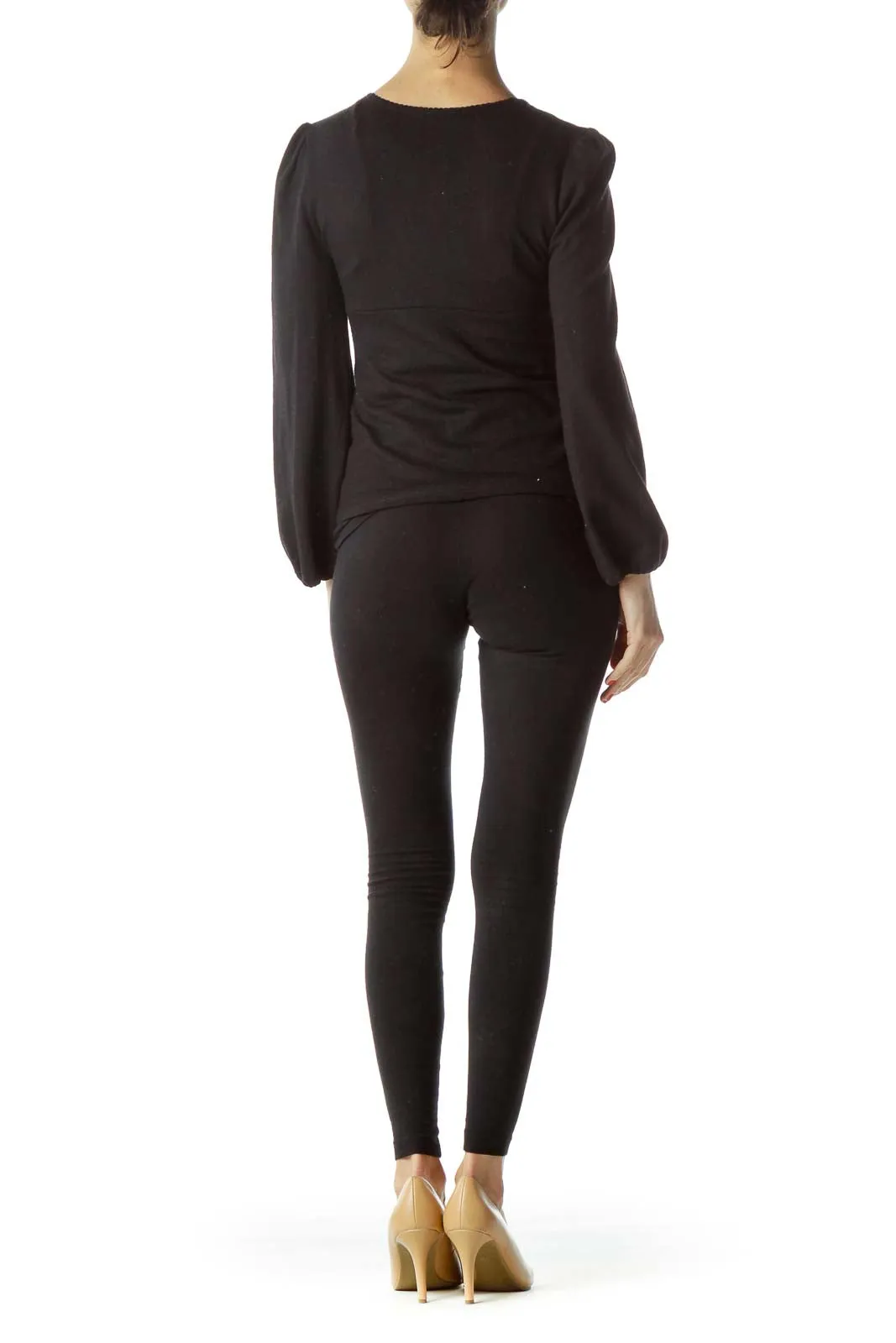 Black Long-Sleeve Knit Top