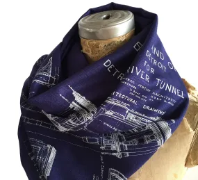 Blueprint Bamboo Scarf. Detroit Train Station Pashmina