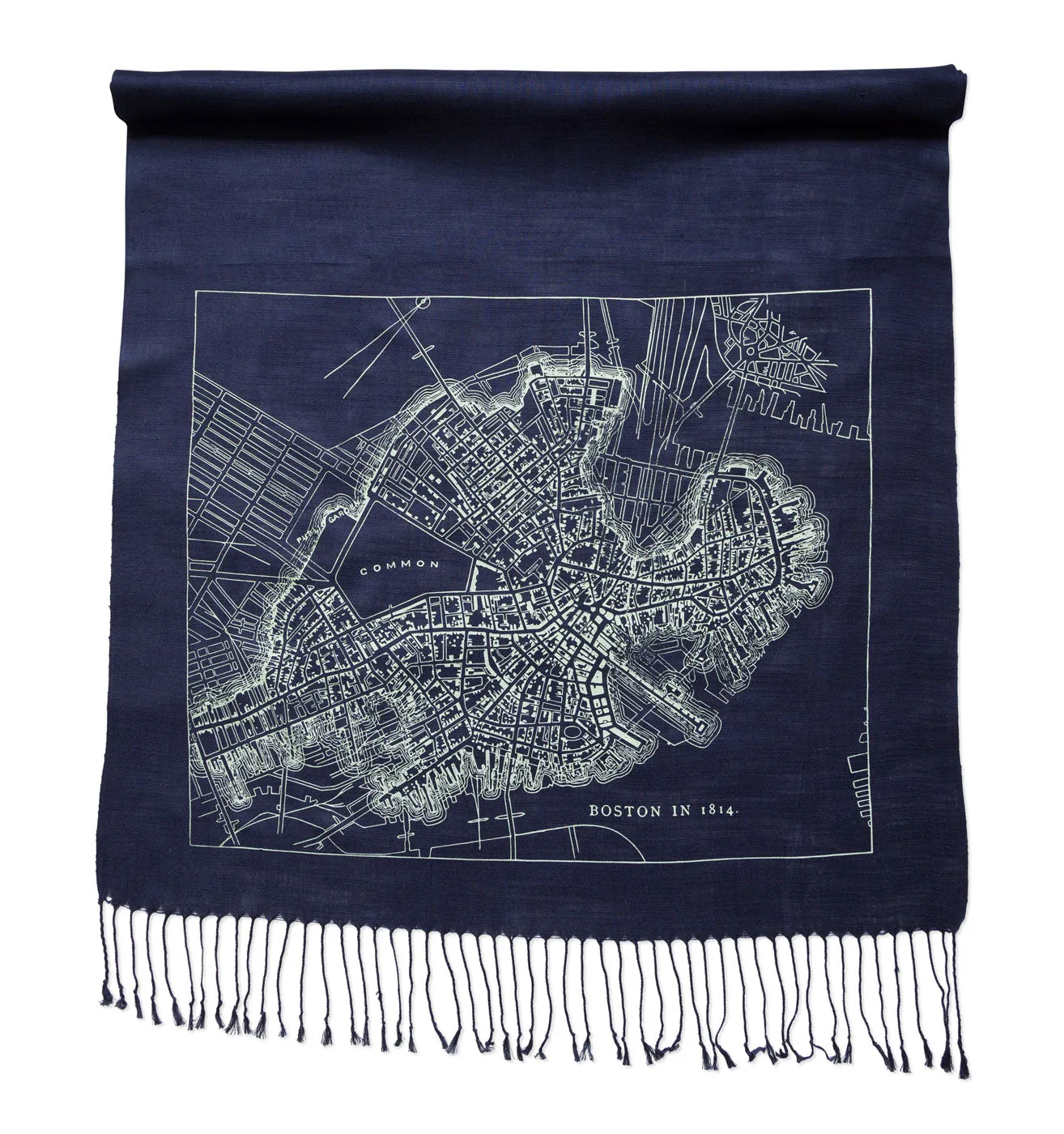 Boston Map Scarf, 1814 Vintage Map Bamboo Pashmina