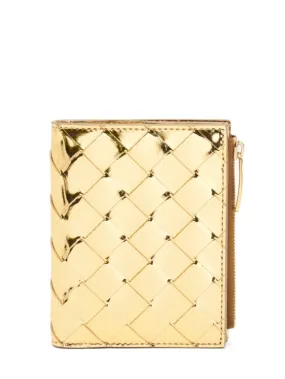 Bottega Veneta   Small Intrecciato bi-fold zip wallet 