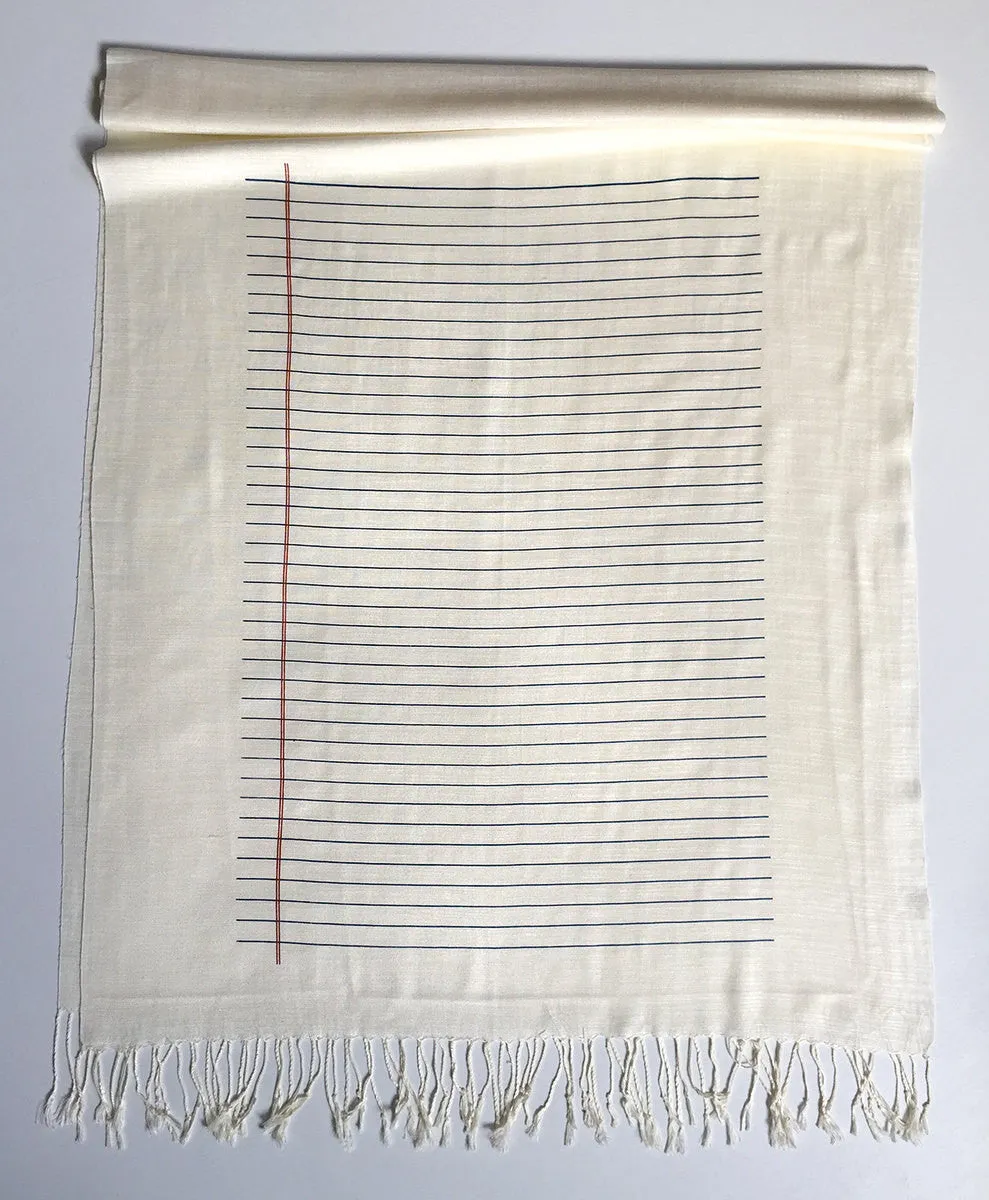 College Ruled Scarf. Lined Paper linen-weave pashmina