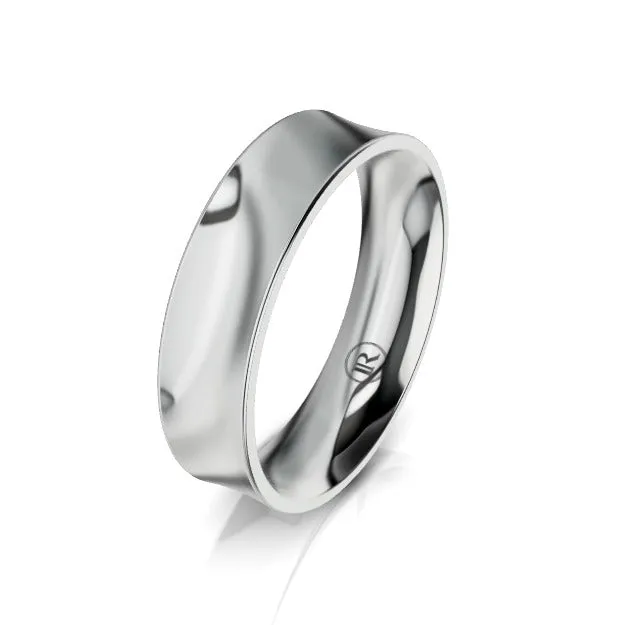 Concave Comfort Fit Wedding Ring (EA) - White Gold