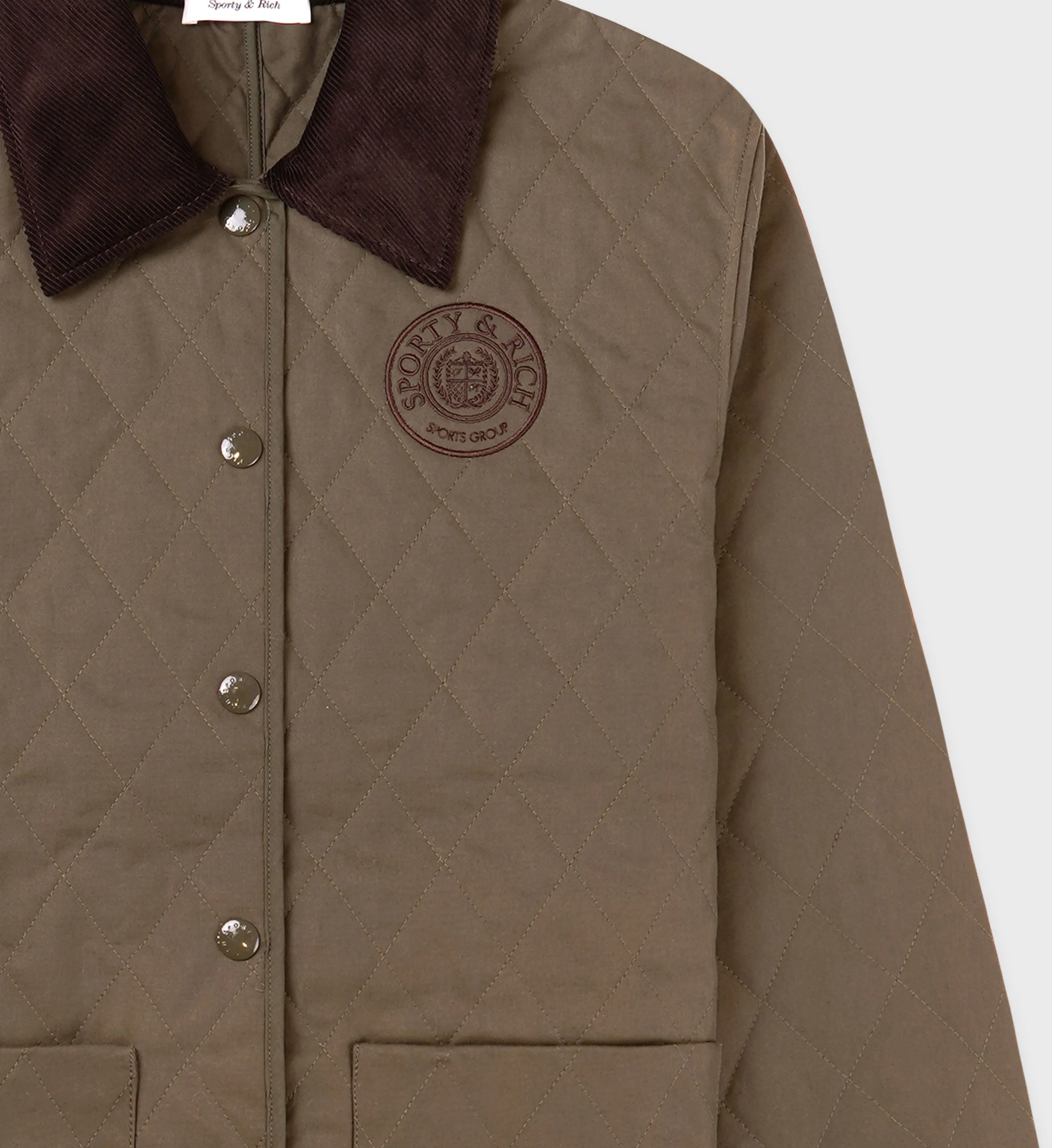 Connecticut Crest Quilted Jacket - Kaki/Brown