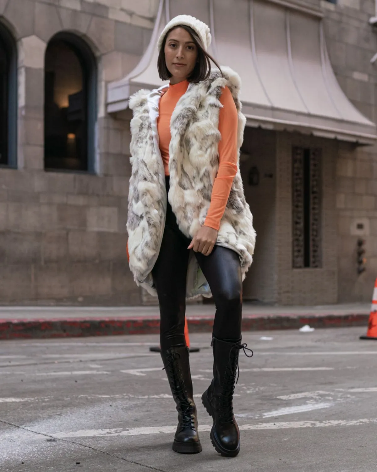 Corseni Fur Coat in Chinchilla White