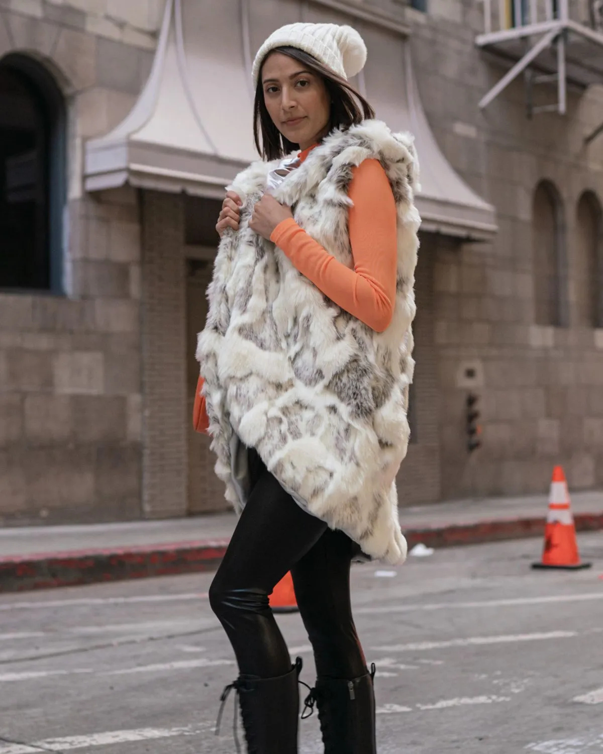 Corseni Fur Coat in Chinchilla White