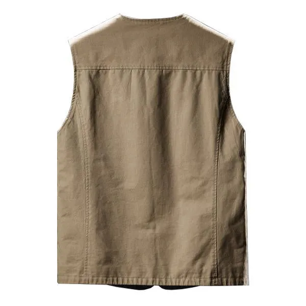 Cotton V-neck Single Breasted Vest