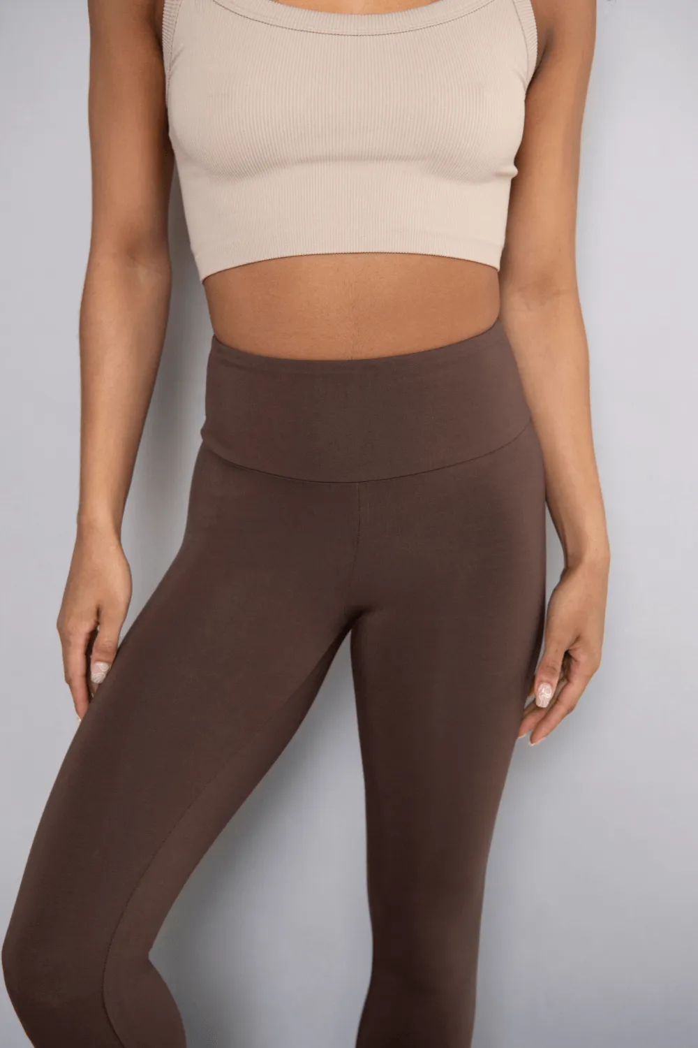 Cropped Lightweight Leggings - Espresso Brown