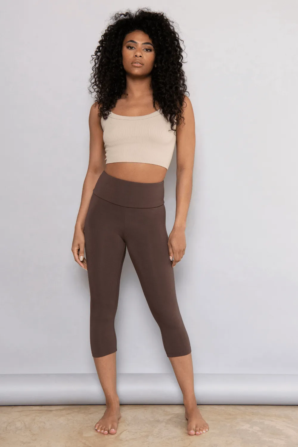 Cropped Lightweight Leggings - Espresso Brown