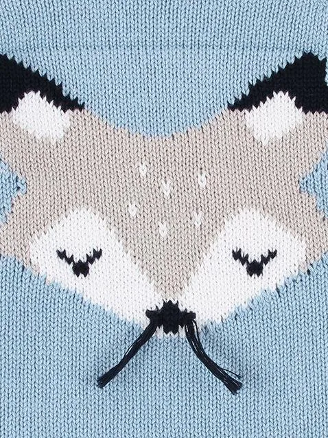 Cute Cartoon Fox Crochet Knitted Cotton Bodysuit