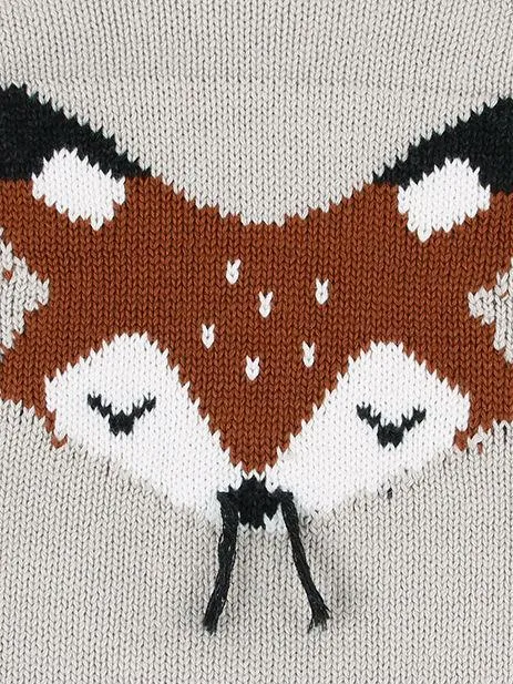 Cute Cartoon Fox Crochet Knitted Cotton Bodysuit