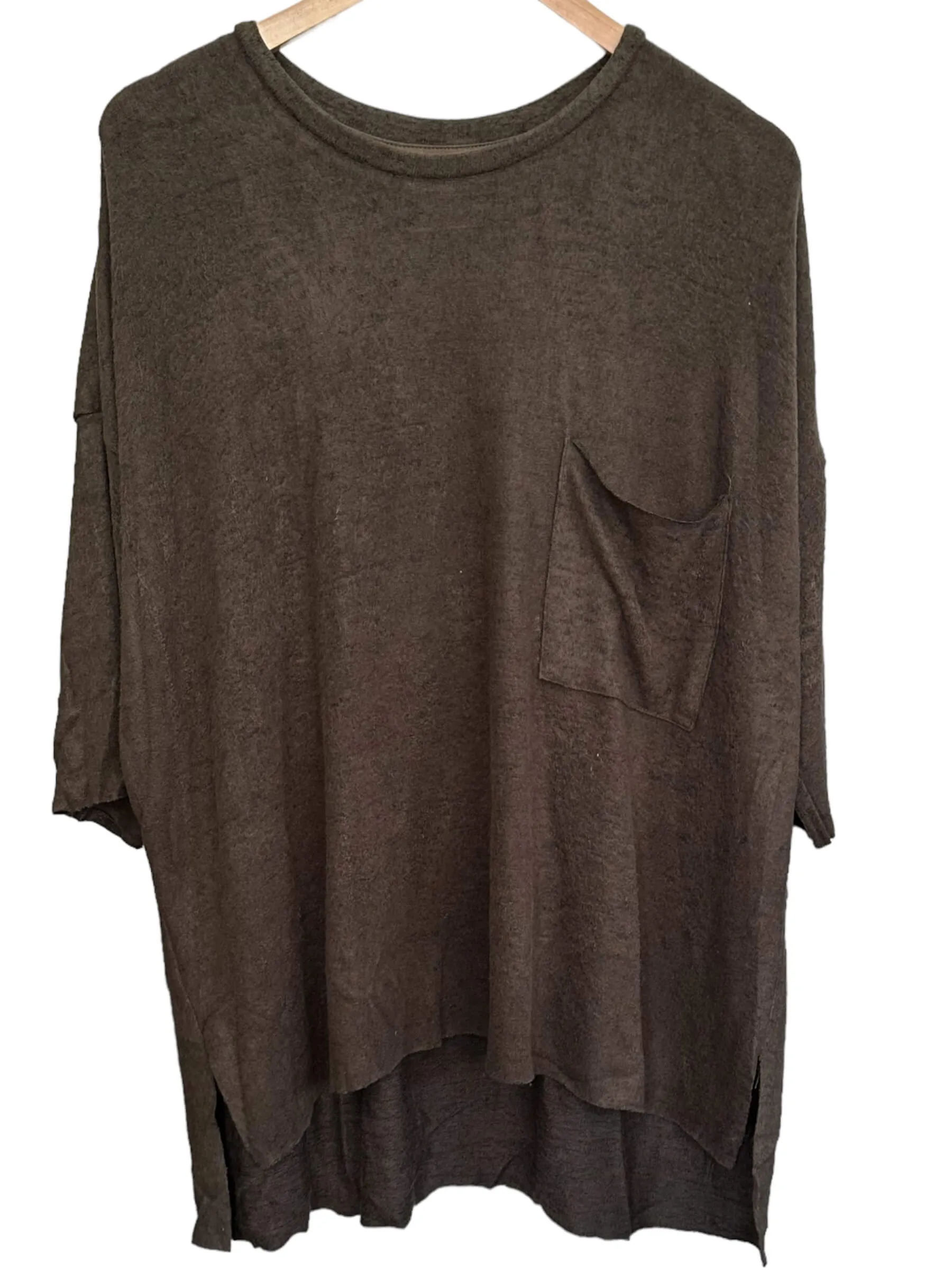 Dark Autumn Heathered Clove Dolman Knit Pullover