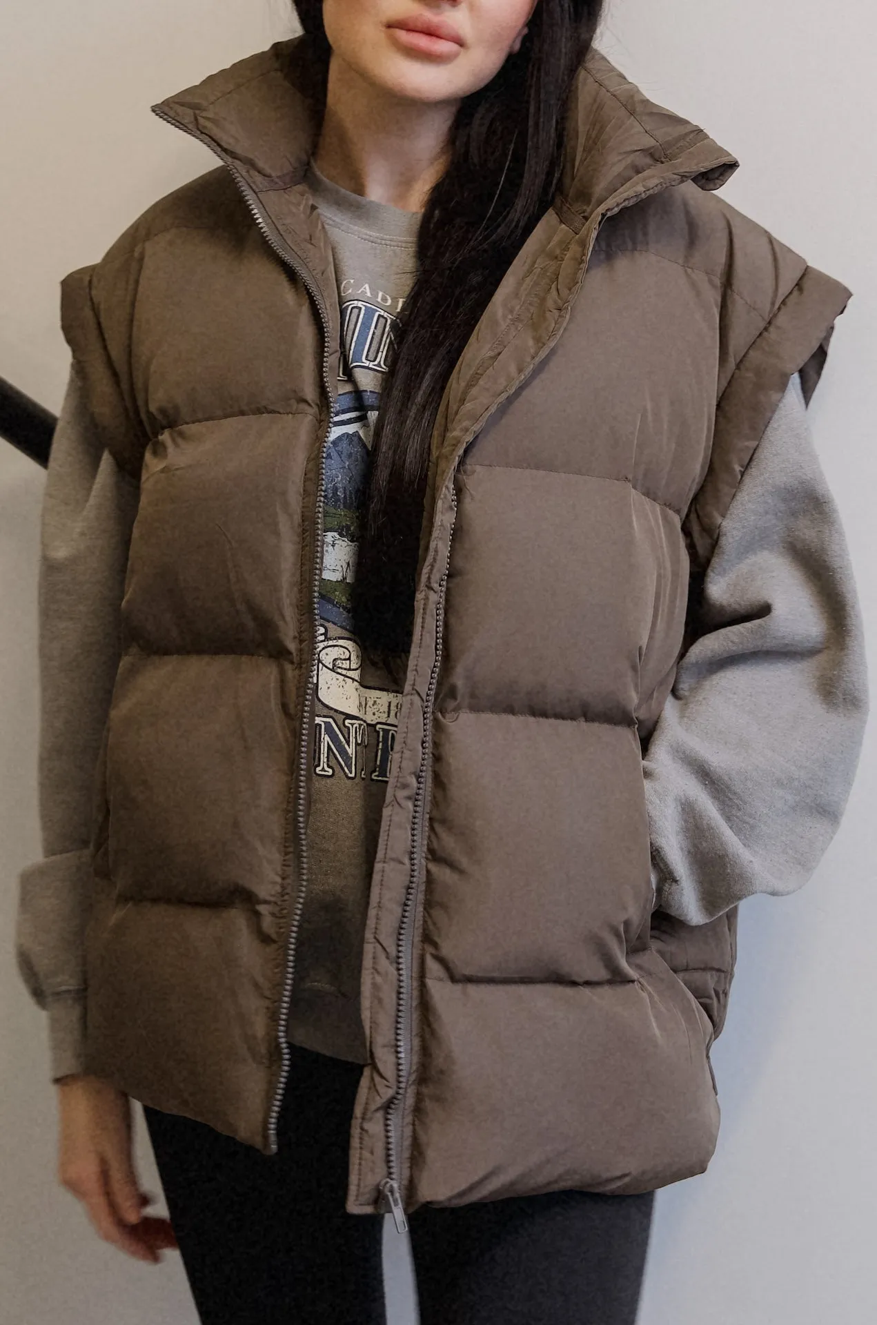 Dark Brown Puffer Vest