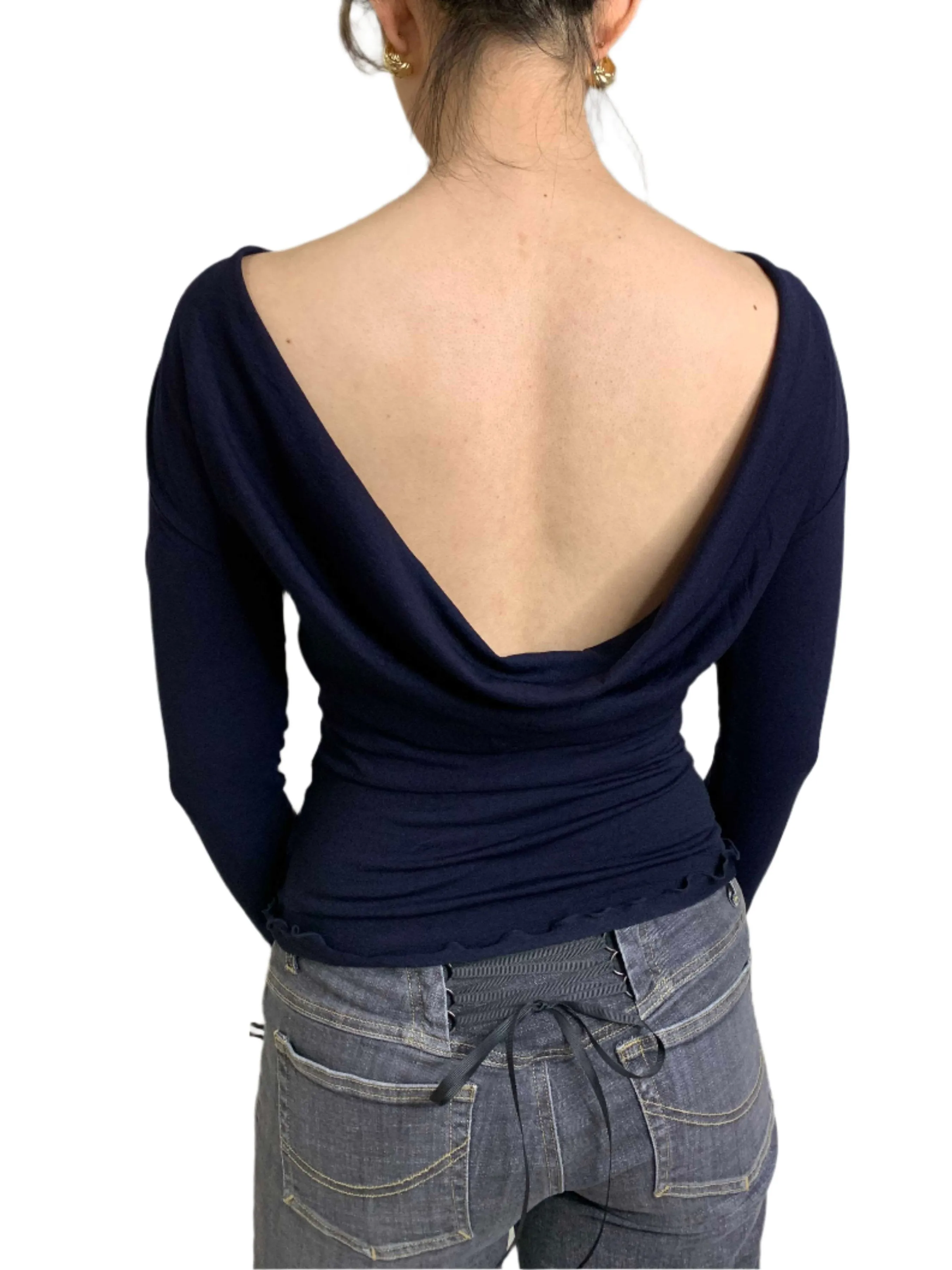 Deep Cowl Top. French Navy