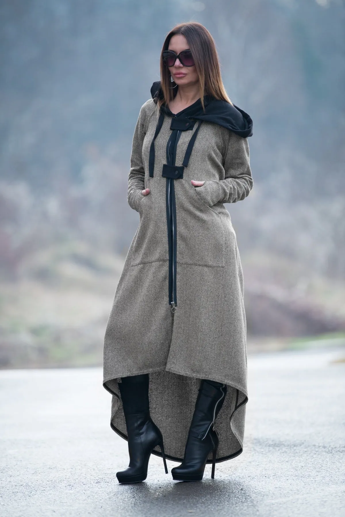 DENERIS Autumn Wool Hooded Vest ON SALE